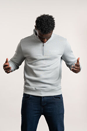 FBI Fermuarlı Dik Yaka 3 İplik İçi Şardonlu Slimfit Sweatshirt