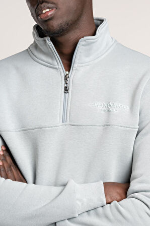 FBI Fermuarlı Dik Yaka 3 İplik İçi Şardonlu Slimfit Sweatshirt