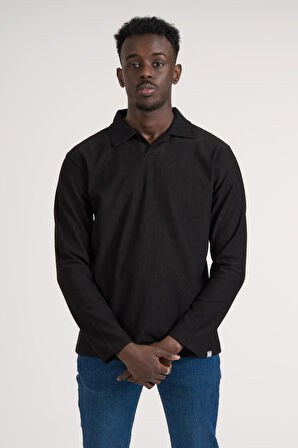 Gömlek Yaka Hafif Armürlü Slimfit Uzun Kol Sweatshirt
