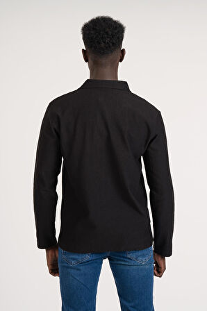 Gömlek Yaka Hafif Armürlü Slimfit Uzun Kol Sweatshirt