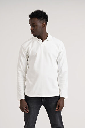 Gömlek Yaka Hafif Armürlü Slimfit Uzun Kol Sweatshirt