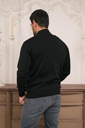 Woolen World Balıkçı Yaka Desenli Yünlü Erkek Triko Kazak  