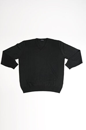 Woolen World V Yaka Battal (Büyük Boy) Yünlü Triko Kazak 