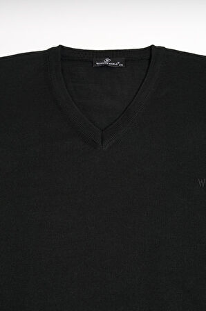 Woolen World V Yaka Battal (Büyük Boy) Yünlü Triko Kazak 