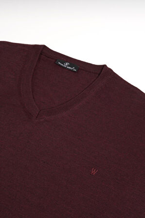Woolen World V Yaka Battal (Büyük Boy) Yünlü Triko Kazak 