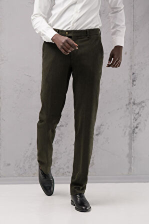 Ecer Regular Fit Düz Kalın Kışlık Gabardin Yan Cepli Pantolon