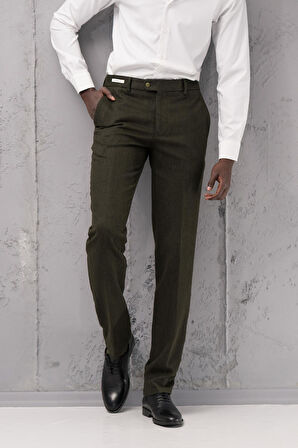 Ecer Regular Fit Düz Kalın Kışlık Gabardin Yan Cepli Pantolon