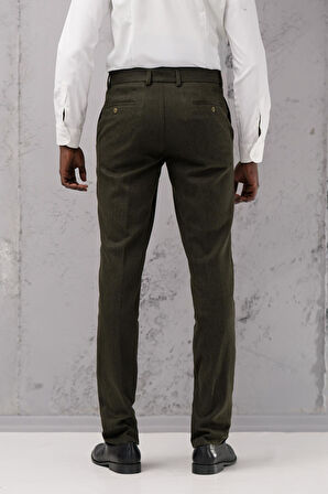 Ecer Regular Fit Düz Kalın Kışlık Gabardin Yan Cepli Pantolon