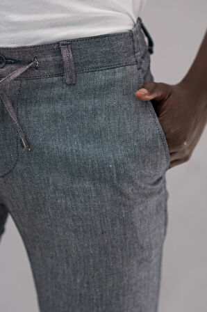 Beli Lastikli ve İplikli Slimfit Pamuklu Jogger Pantolon