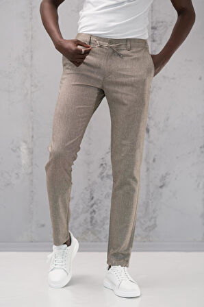 Beli Lastikli ve İplikli Slimfit Pamuklu Jogger Pantolon