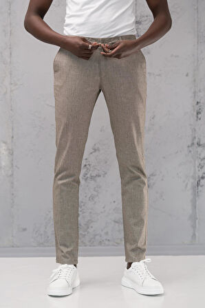Beli Lastikli ve İplikli Slimfit Pamuklu Jogger Pantolon