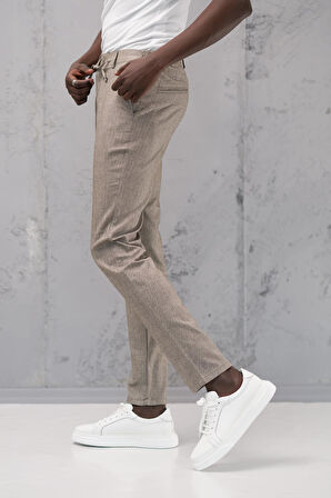 Beli Lastikli ve İplikli Slimfit Pamuklu Jogger Pantolon