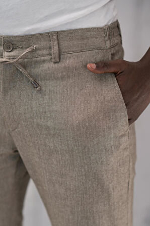 Beli Lastikli ve İplikli Slimfit Pamuklu Jogger Pantolon