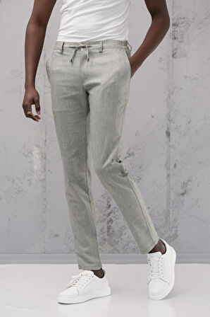 Beli Lastikli ve İplikli Slimfit Pamuklu Jogger Pantolon