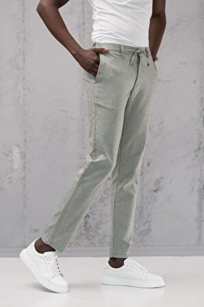 Beli Lastikli ve İplikli Slimfit Pamuklu Jogger Pantolon