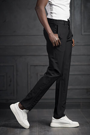 Beli Lastikli Ve İplikli Likralı Slimfit Yazlık Kumaş Jogger Pantolon 
