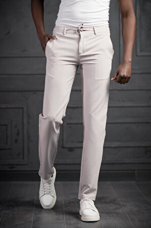 Beli Lastikli Ve İplikli Likralı Slimfit Yazlık Kumaş Jogger Pantolon 