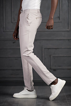 Beli Lastikli Ve İplikli Likralı Slimfit Yazlık Kumaş Jogger Pantolon 