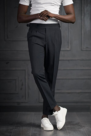 Perpant Slimfit Çift Pileli Kemer Tokalı Yazlık Kumaş Pantolon