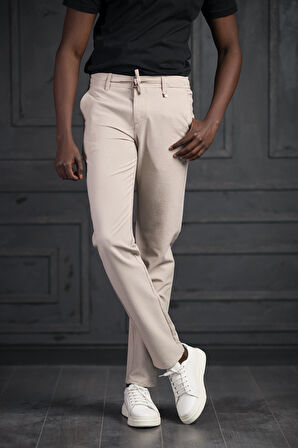 Slimfit Beli Lastikli Ve İplikli Likralı Gofre Kumaş Jogger Pantolon 