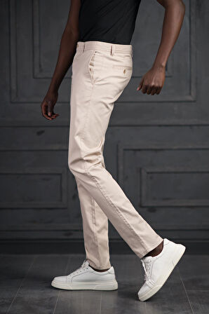 Slimfit Küçük Armürlü Yazlık Pamuklu Gabardin  Pantolon 