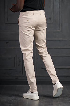 Slimfit Küçük Armürlü Yazlık Pamuklu Gabardin  Pantolon 