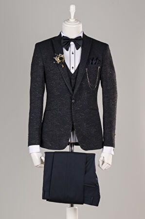 Torres Damla Desenli Kırlangıç Yaka Regular Fit Tek Düğmeli Smokin Takım Elbise