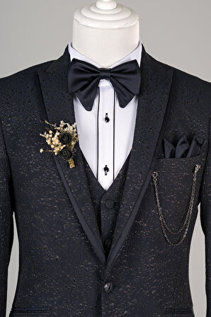 Torres Damla Desenli Kırlangıç Yaka Regular Fit Tek Düğmeli Smokin Takım Elbise