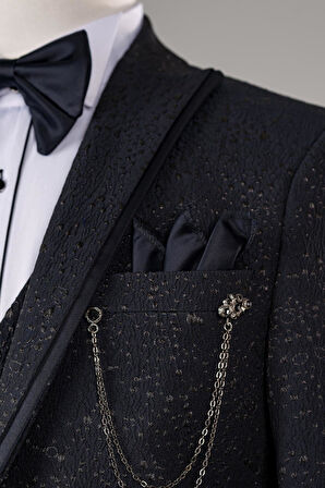 Torres Damla Desenli Kırlangıç Yaka Regular Fit Tek Düğmeli Smokin Takım Elbise