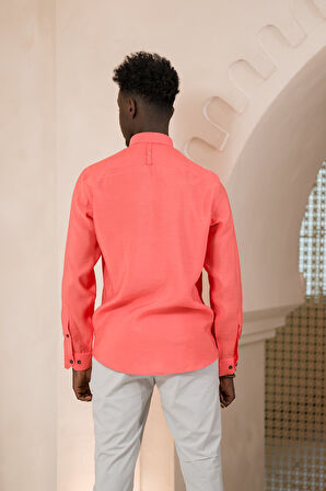 Dorss Yaka Düğmeli Yazlık İnce Tiril Tiril  %100 Modal Slimfit Gömlek