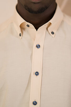 Dorss Yaka Düğmeli Yazlık İnce Tiril Tiril  %100 Modal Slimfit Gömlek