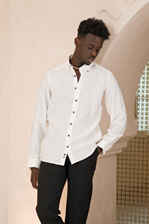 Dorss Yaka Düğmeli Yazlık İnce Tiril Tiril  %100 Modal Slimfit Gömlek