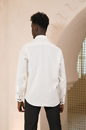 Dorss Yaka Düğmeli Yazlık İnce Tiril Tiril  %100 Modal Slimfit Gömlek