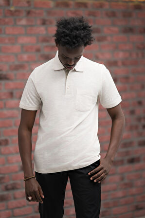 Advante Rahat Kesim Örme Dokumalı Cepli Polo Yaka T-shirt