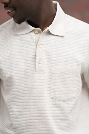 Advante Rahat Kesim Örme Dokumalı Cepli Polo Yaka T-shirt