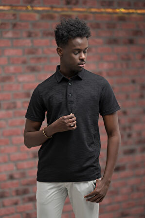 Advante Regular Fit Likralı Kendinden Desenli Polo Yaka T-shirt