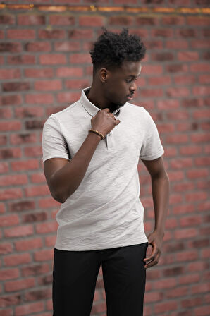 Advante Regular Fit Likralı Kendinden Desenli Polo Yaka T-shirt