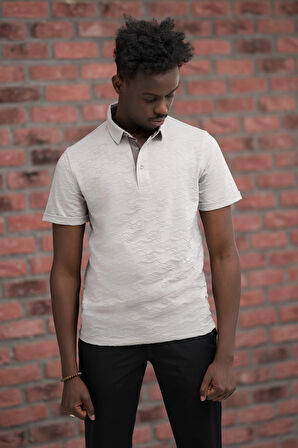 Advante Regular Fit Likralı Kendinden Desenli Polo Yaka T-shirt