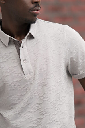 Advante Regular Fit Likralı Kendinden Desenli Polo Yaka T-shirt