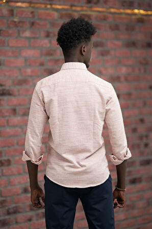 Slimfit Hasır Dokuma Yaka Düğmeli Slimfit Gömlek