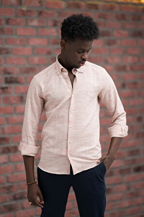 Slimfit Hasır Dokuma Yaka Düğmeli Slimfit Gömlek