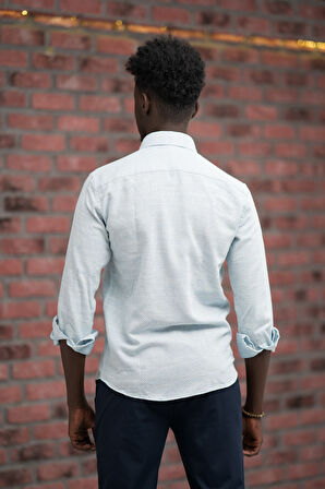 Slimfit Hasır Dokuma Yaka Düğmeli Slimfit Gömlek