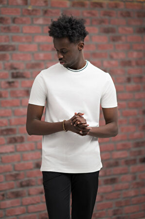 Sıfır Yaka Merserize Pamuklu İnce Kumaş Regular Fit T-Shirt