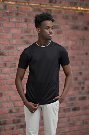 Sıfır Yaka Merserize Pamuklu İnce Kumaş Regular Fit T-Shirt