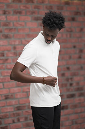 Regular Fit Likralı Kendinden Çizgili Polo Yaka T-Shirt