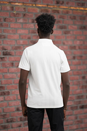 Regular Fit Likralı Kendinden Çizgili Polo Yaka T-Shirt