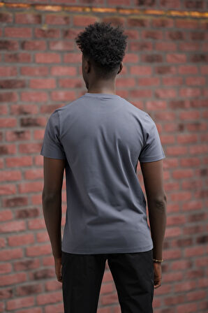 Slim Fit Pamuklu Önü Baskılı Sıfır Yaka T-Shirt