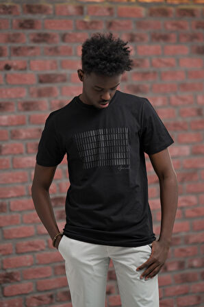Slim Fit Pamuklu Önü Baskılı Sıfır Yaka T-Shirt