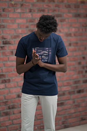 Slim Fit Sıfır Yaka Baskılı Pamuklu T-Shirt