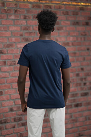 Slim Fit Sıfır Yaka Baskılı Pamuklu T-Shirt